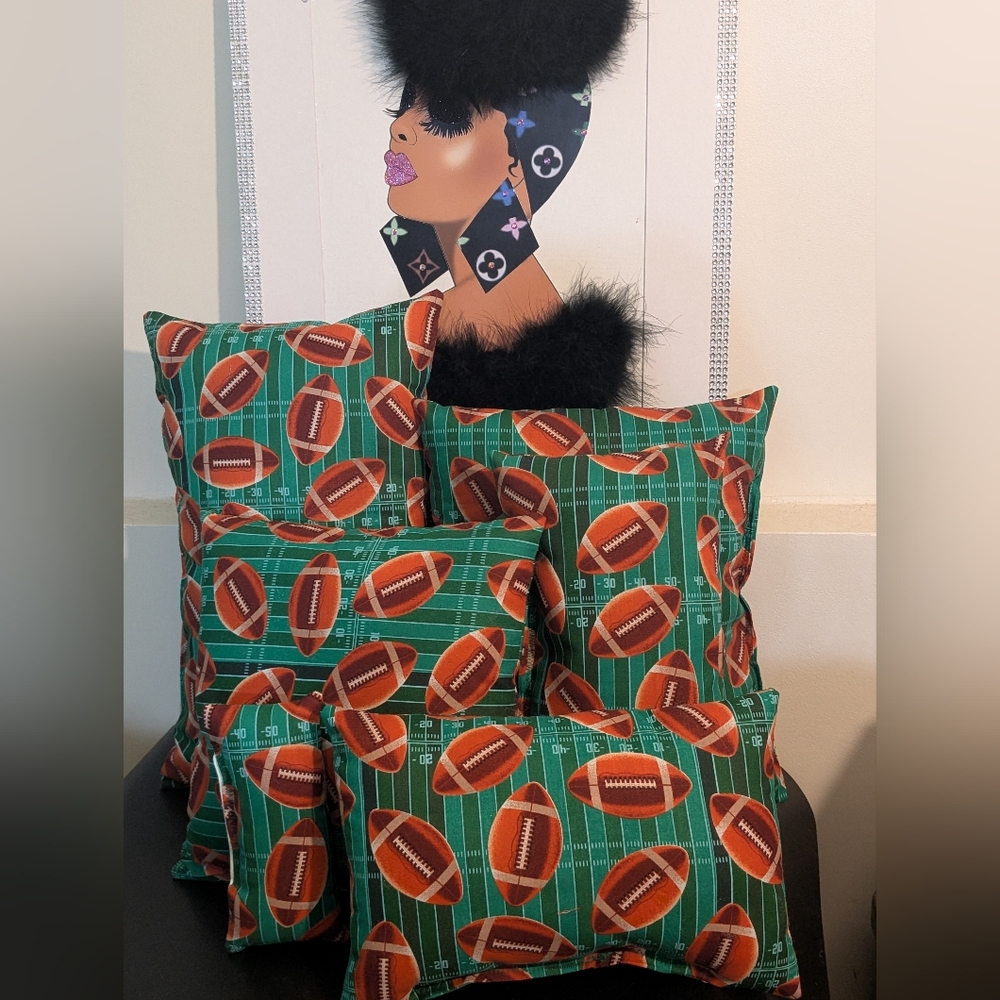 Purse Pillows SET Of Six Custom Handmade FOOTBALL 🏈🏈🏈Decorative Design